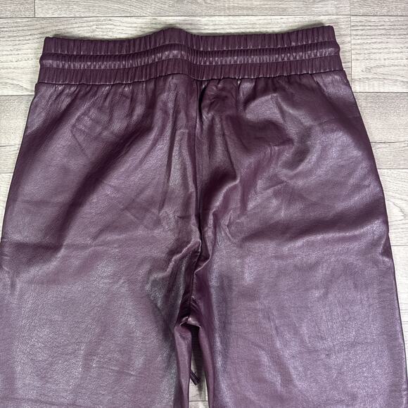 LOFT Pull On Stretch High Rise Straight Leg Faux Leather Pants Maroon sz M - Picture 6 of 6